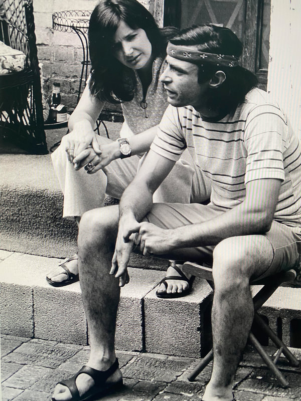 Pam and Ren Parziale on their front stoop in their early years of making pottery